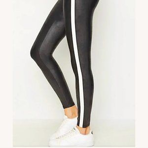 Faux leather striped leggings